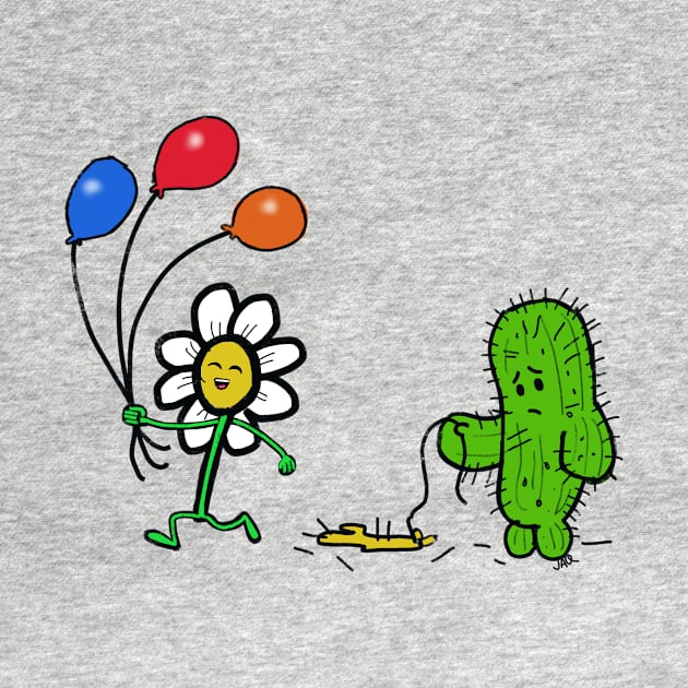 happy daisy, sad cactus by wolfmanjaq